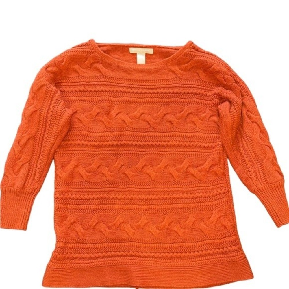 Banana Republic XS Sweater Angora Blend Cable Knit Orange